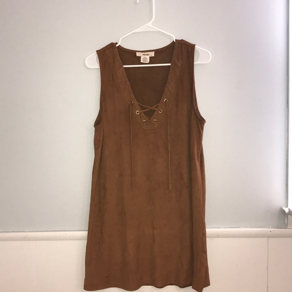 Tan Velvet Mini Dress